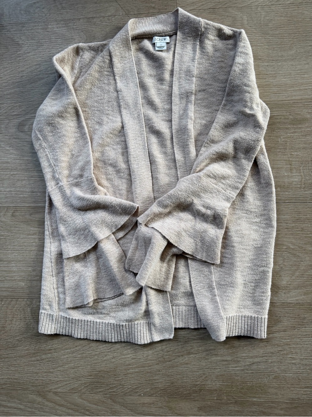 J. Crew Lightweight Open-Front Cardigan in Light Beige